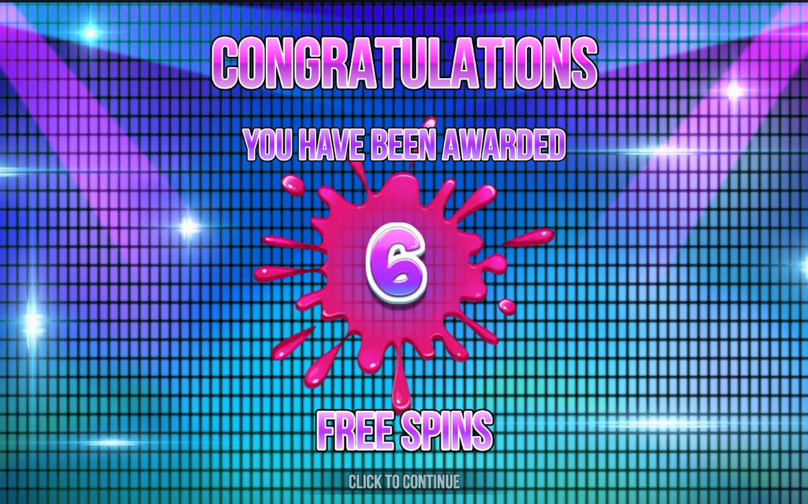 Free Games Feature screen, spins played under cluster rules