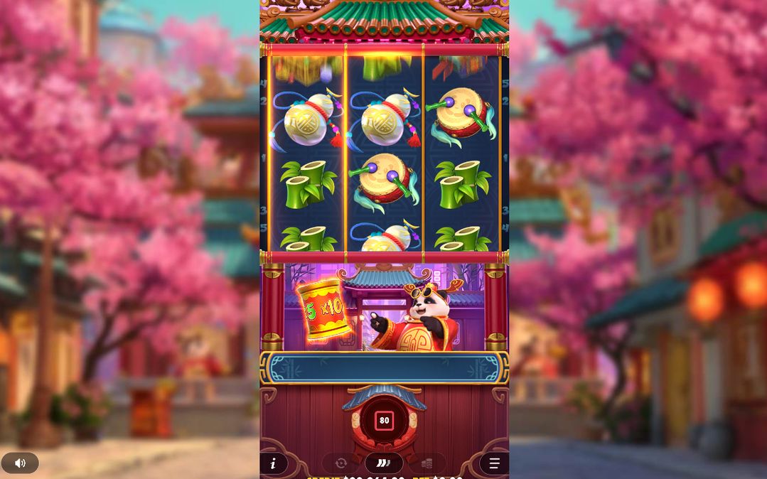 Win screen after a win on one of five paylines