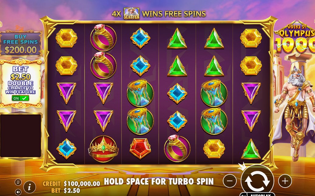 Base Game grid of 6x5 symbols mid-tumble
